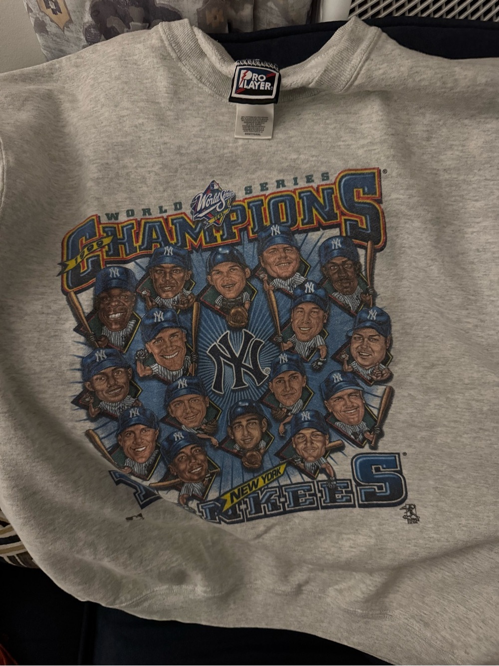 Pro Player New York Yankees World Series Champions Crewneck - Gray/Blue